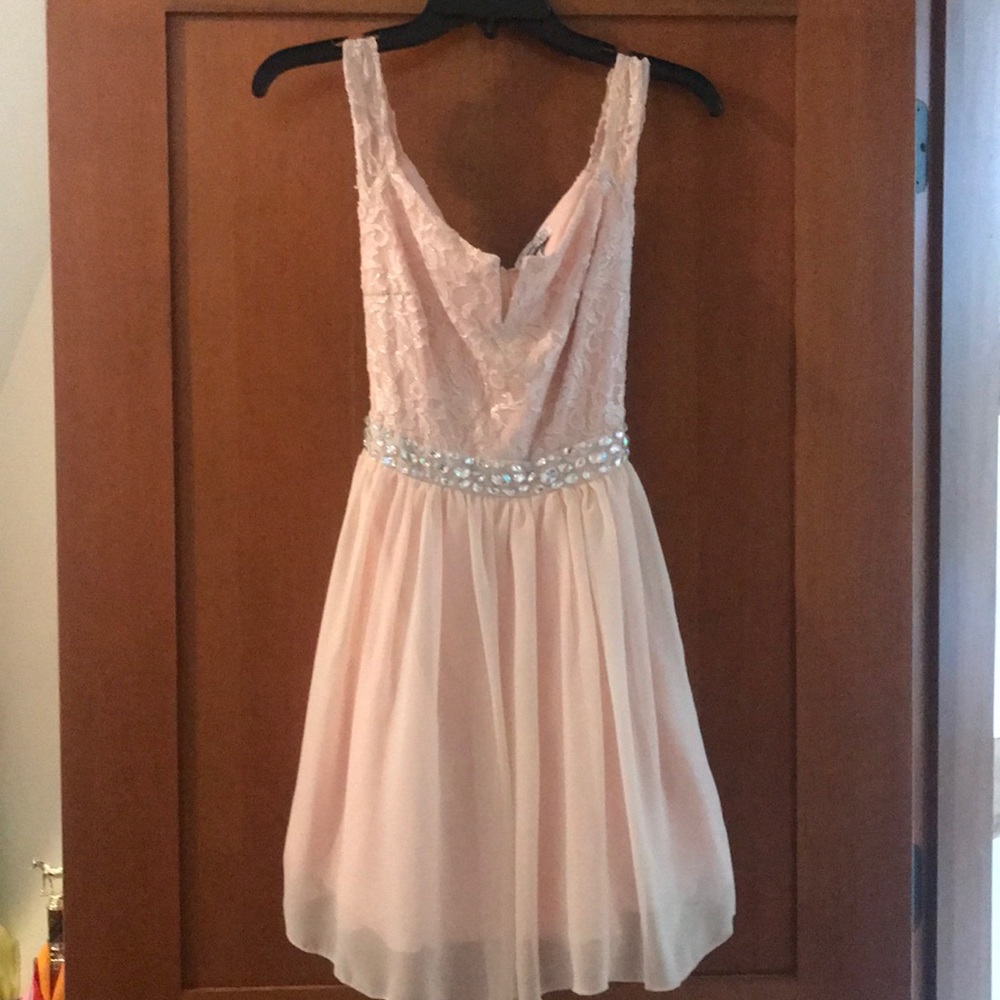 Pink lace and chiffon dress